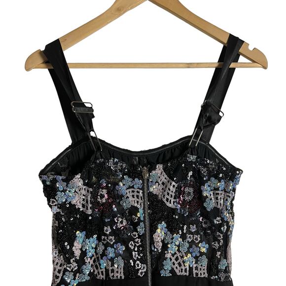 Bronx & Banco Annabell Black Sheer Corset Sequined Sleeveless Jumpsuit Size M - Picture 15 of 16